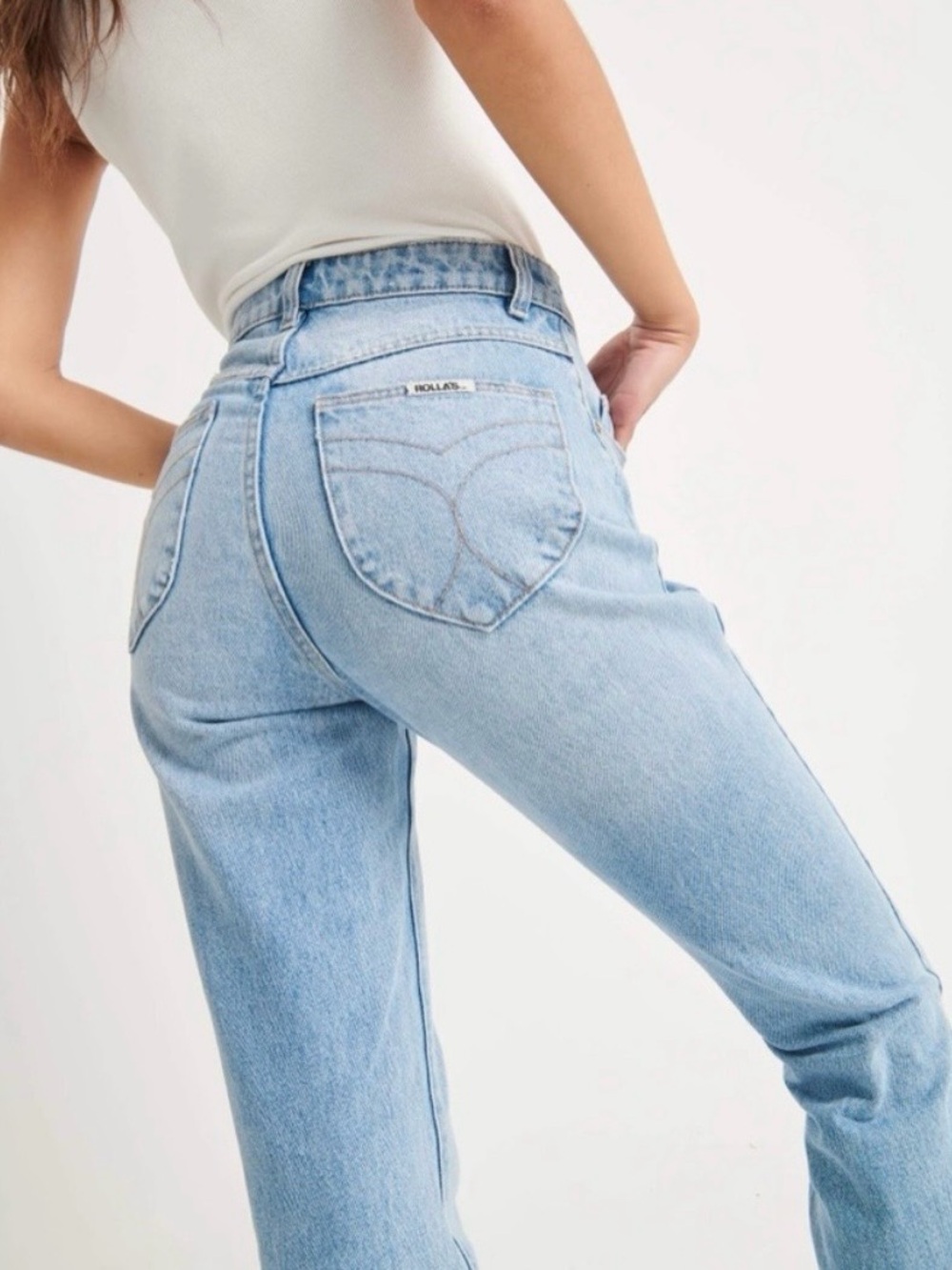 ROLLAS light blue dusters high rise slim-straight fit